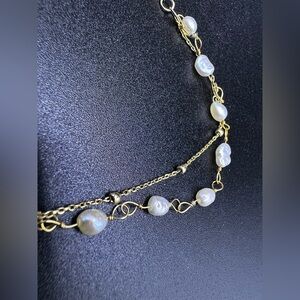 Serefina Layered Freshwater Pearl and 14K GP Bracelet NEW without tags 6.5”-7.5”